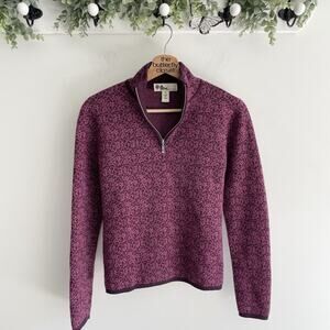 Neve Purple Floral Long Sleeve 1/4 Zip Knit Wool Fleece Size S #9-4917
